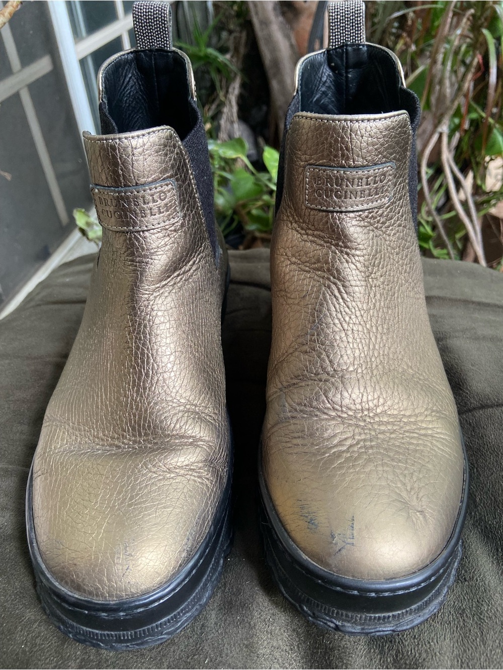 Brunello Cucinelli Metallic Gold Leather Chelsea Boot - Picture 3 of 14